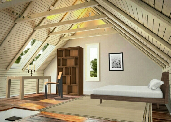 Bedroom Under the Roof Design Rendering