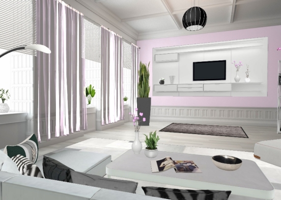 Wohnzimmer rosa Design Rendering