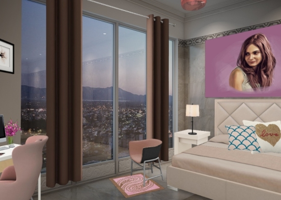 Pink girl bedroom Design Rendering