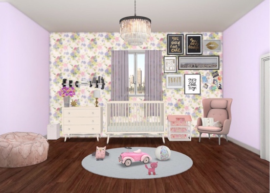 Floral baby’s bedroom Design Rendering