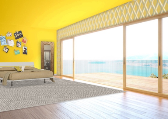 Urban yellow bedroom Design Rendering