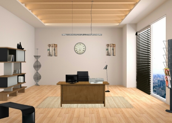 Una bonita y espaciosa oficina Design Rendering
