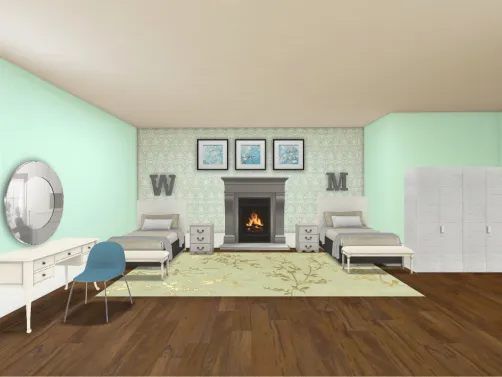 Teal and  white
