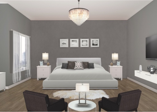 grey bedroom  Design Rendering
