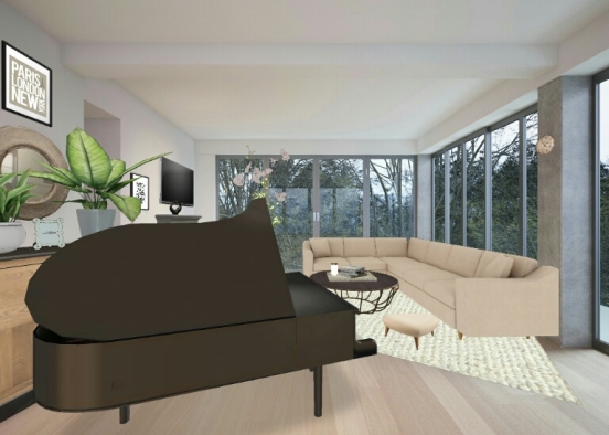 Family Vacation Home (Living Room) Design Rendering