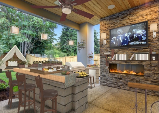 Outdoor kitchen by Jenesis Designs  Design Rendering