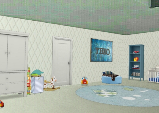 Baby's blue bedroom Design Rendering