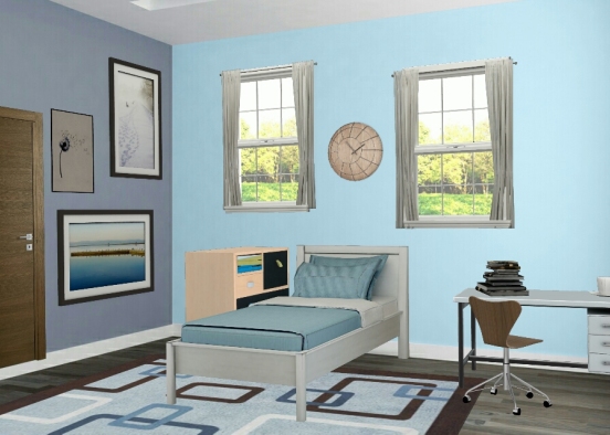 Teen Bedroom (Blue) Design Rendering