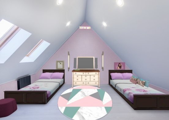 Бело розовая комната Design Rendering