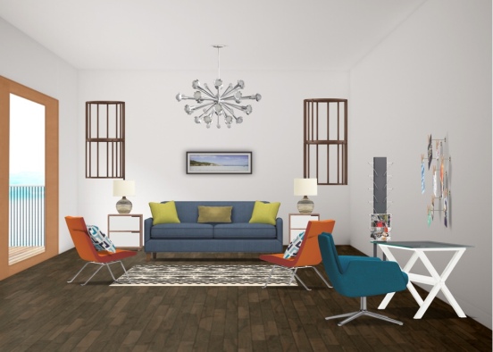 Simetrical living room Design Rendering