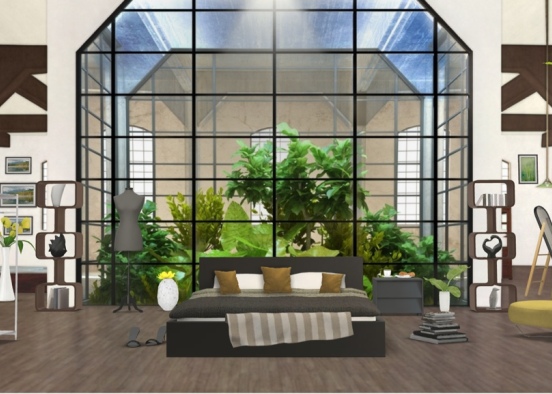 Modern green bedroom  Design Rendering