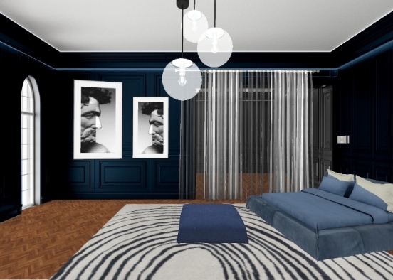 Спальня синяя Design Rendering