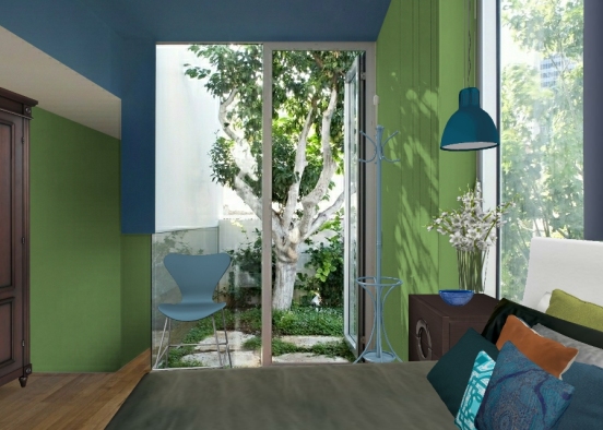 433  Blue and green Bedroom Design Rendering