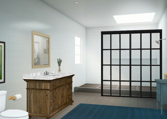 Blue bathroom  Design Rendering