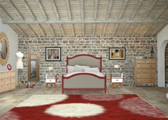 Dormitorio rustico Design Rendering