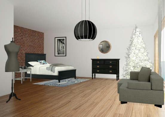 Black_bedroom Design Rendering