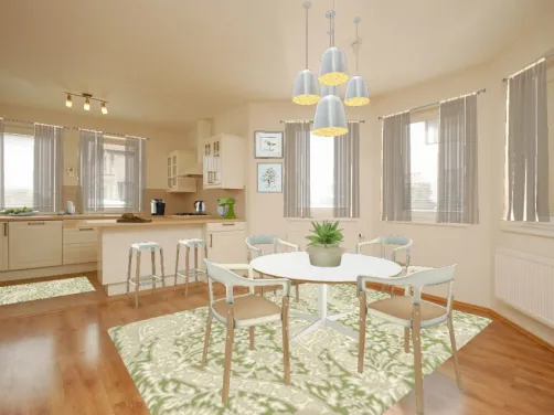 Light kitchen with pops of green