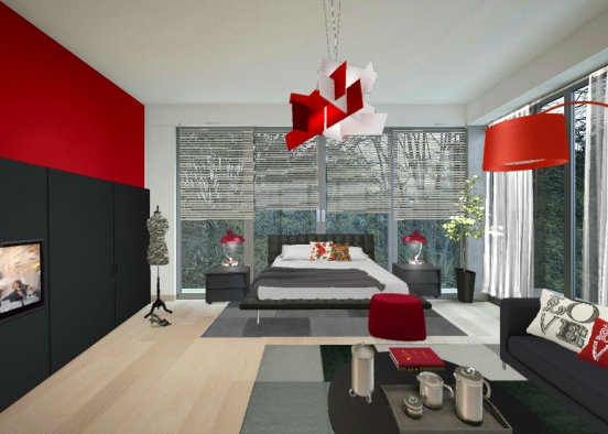 Bad room red&black Design Rendering
