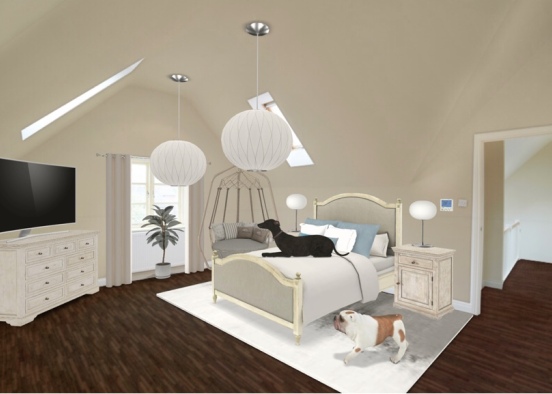 comfortable tan bedroom  Design Rendering