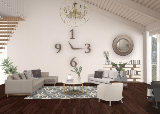 neutral cozy living  room Design Rendering