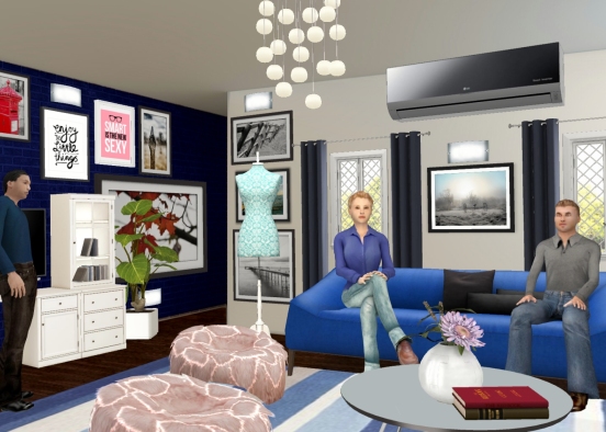 Blue and white contemporary Design Rendering
