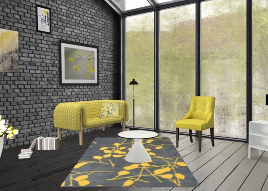 Yellow Wohnzimmer Design Rendering