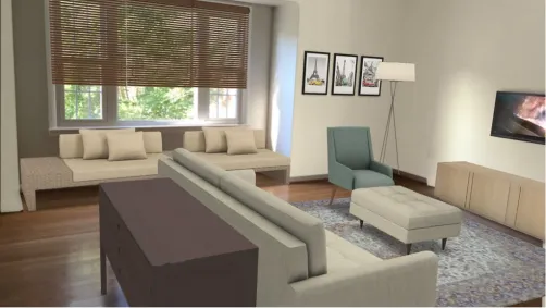 Living room with bench 