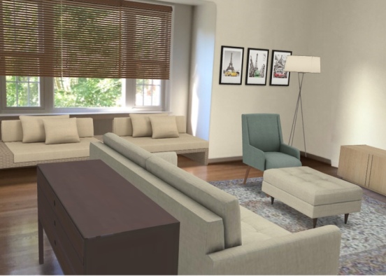 Living room with bench  Design Rendering