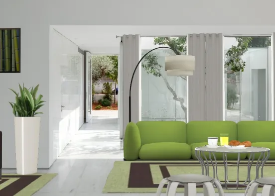 White and green living Design Rendering