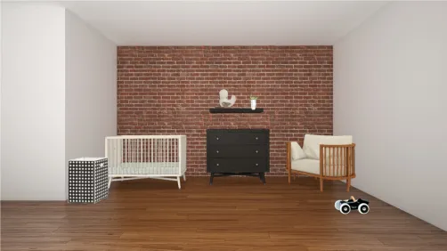 Chambre pour bébé 0-3 ans. Contient : Un lit à barreaux blanc/ un meuble à langé/ un fauteuil cosi/ des jouets/ une étagere avec des plantes ainsi qu'un panier a linge salle