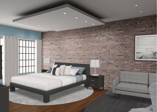 accented neutral hotel room Design Rendering