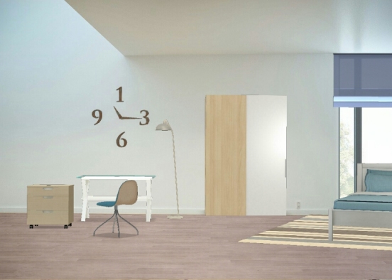 Детская комната в комбинации карамельного дерева и голубого цвета. Design Rendering