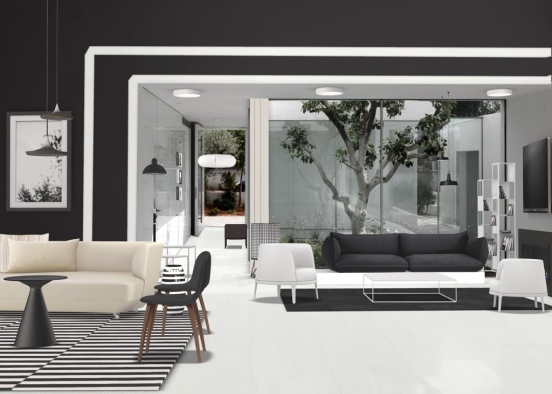 black and white living room 🖤💡 Design Rendering