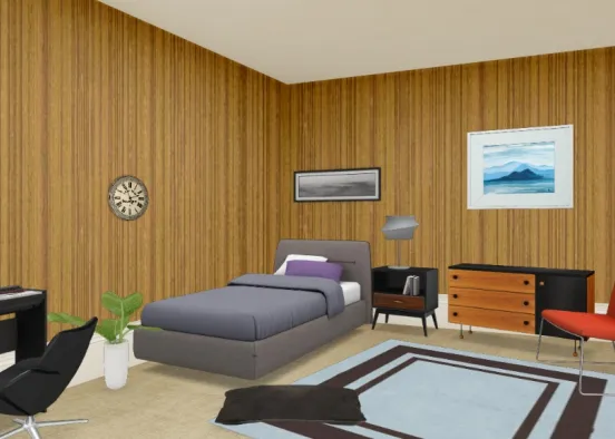 Messy modern photographer bedroom Design Rendering