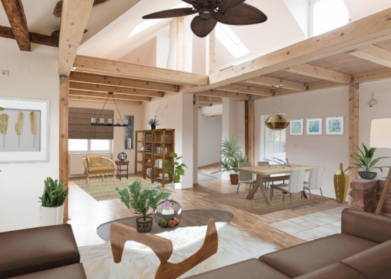 Natural cozy room Design Rendering