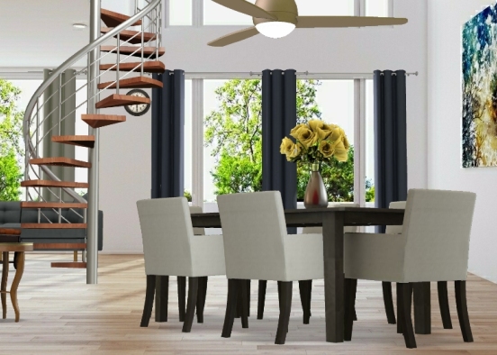 Living room/ dining room Design Rendering