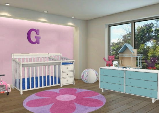 Quarto de bebê feminino Design Rendering