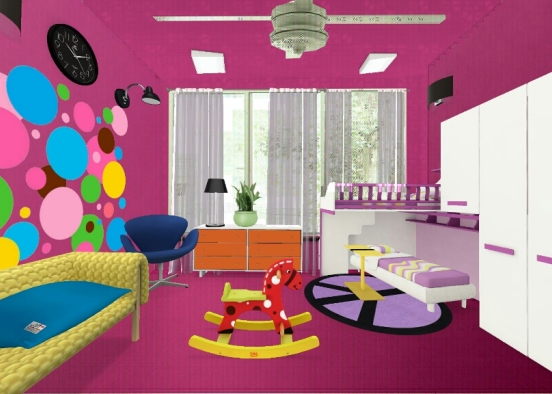 Colourful Room for Kid. Design Rendering
