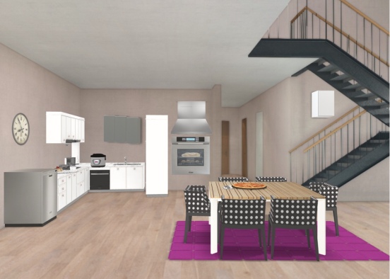 kitchen and dining space Design Rendering