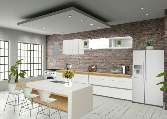 White fresh kitchen Design Rendering