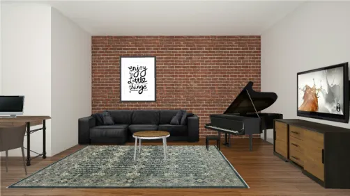 Brown and black living room.