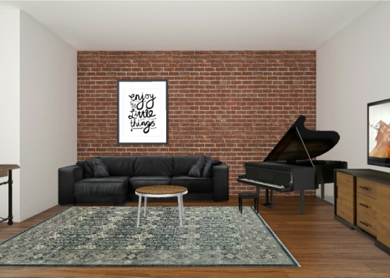Brown and black living room. Design Rendering