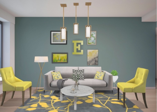 woodland yellow living room  Design Rendering