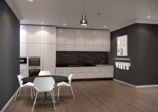 Black and white kitchen Design Rendering