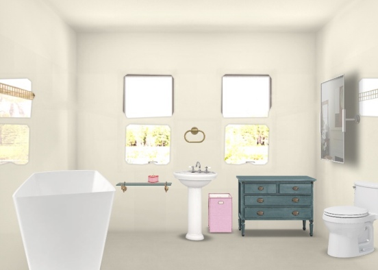 banheiro quarto de visita Design Rendering