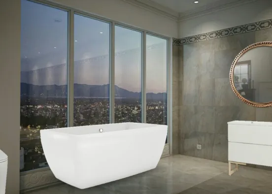Banheiro simples/banheira Design Rendering
