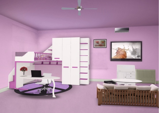 la habitación de una niña inspirada. Design Rendering