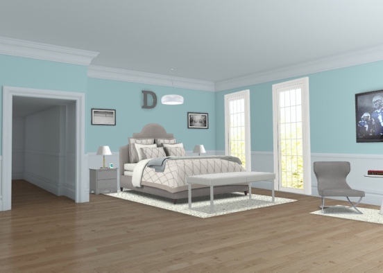 Grey master bedroom Design Rendering