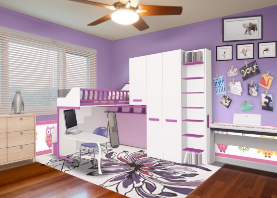 Modern family home girl's room Design Rendering