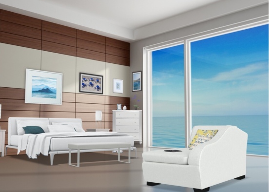 A bedroom with an ocean theme  Design Rendering